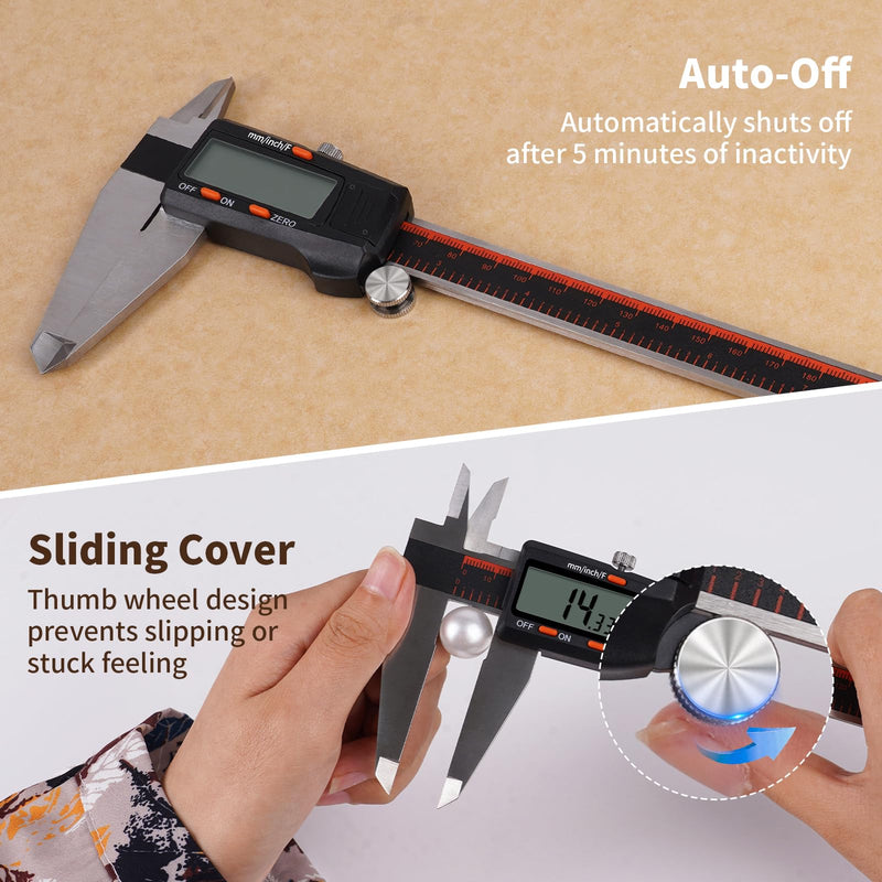 [Australia - AusPower] - Digital Caliper 12 Inch,HARDELL Caliper Measuring Tool with Large LCD Screen,Electronic Digital Vernier Caliper Auto-Off Feature,Inch/MM/Fraction,Digital Ruler for 3D Printing/Jewelers/Woodworkers 