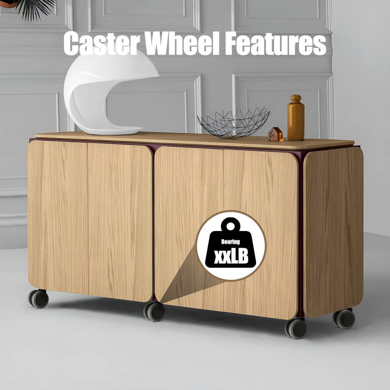 [Australia - AusPower] - Self Adhesive Caster Wheels Set for Trash Can, Storage Box (4PCS, 1.5") 