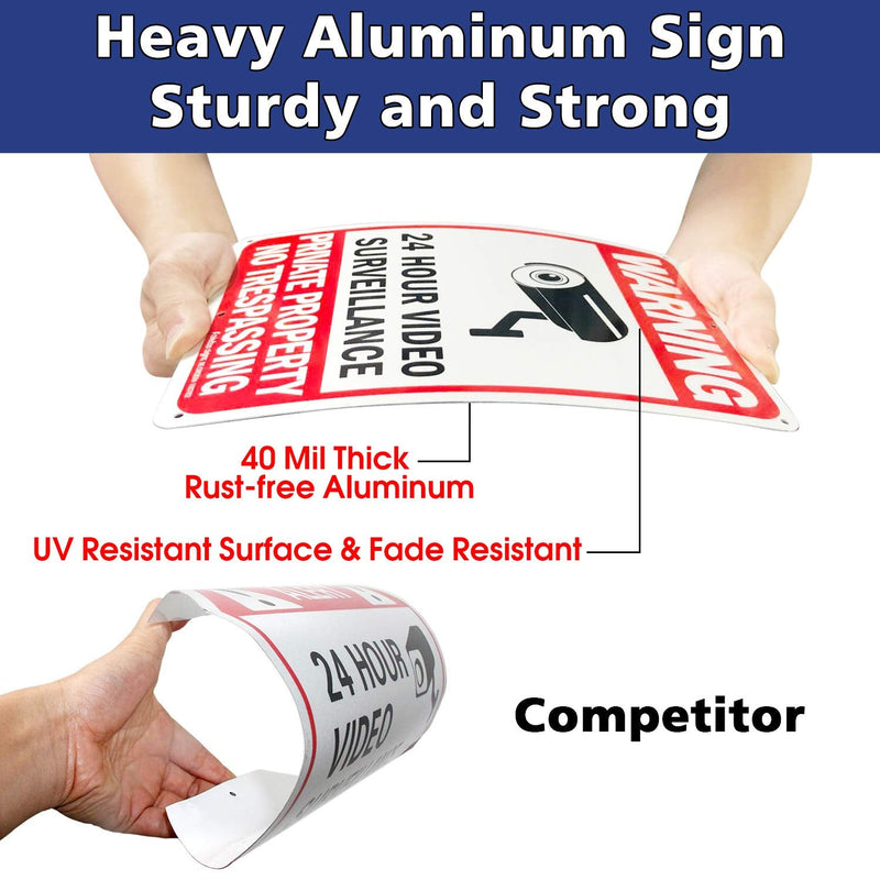 Faittoo 4 Pack No Trespassing, Private Property, Warning Signs - 10 x 7 Inches Reflective Aluminum, UV Protected, Weather Resistant, Durable Ink, Easy to Mount Red - 4 Pack
