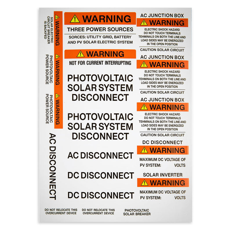 88 Pcs Photovoltaic Solar System Installer Micro Inverter Label Kit, UV Resistant Solar Stickers, Electrical Panel Safety Labels, Solar PV Warning Pack, Durable & Waterproof for Solar Installers