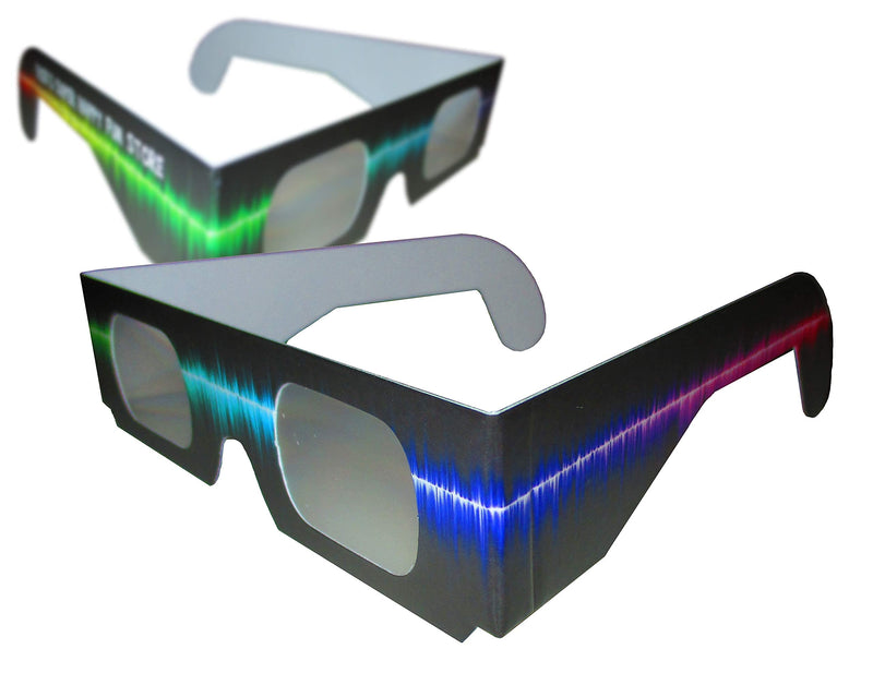 [Australia - AusPower] - Fireworks Diffraction Prism Glasses - Trippy Tie Dye and Rave Waves Frame Designs - 50 Paper Glasses Total - See Rainbow Bursts of Color From Prismatic Lenses 