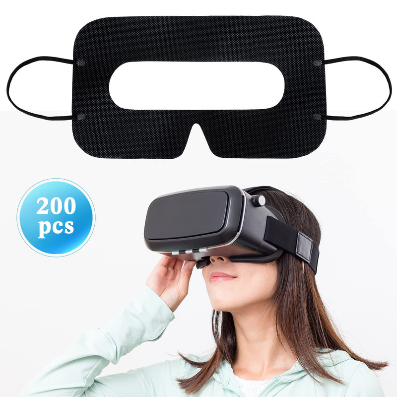 [Australia - AusPower] - 200 Pcs Disposable VR Face Mask Breathable Cover Eye Mask for VR Nonwoven Fabric Sanitary VR Mask, VR Eye Cover Pad (Black) Black 