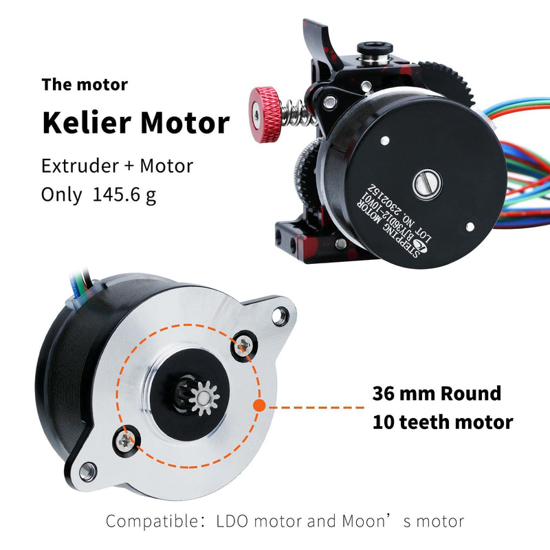 3D Printer Extruder Helical Tooth Large Gear POM Drive,Ender 3 v2 Extruder Gear Camouflage All Metals Parts Wear-Resistant Drive Wheel, Compatible with Ender 3/Pro/V2 3D Printer-with Motor
