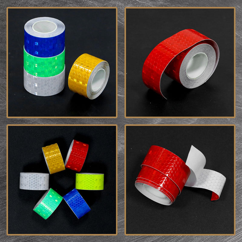 6 Rolls 1 Inch Reflective Tapes Waterproof Self-Adhesive Safety Stickers Night for Outdoor, Bike, Trailer, Motorcycle