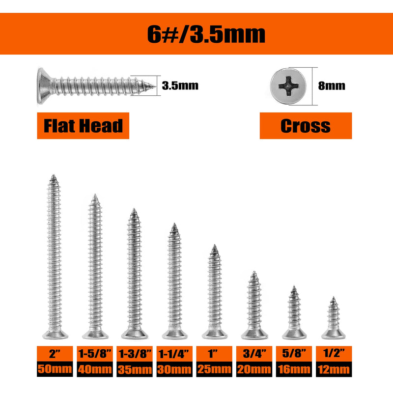 [Australia - AusPower] - 100PCS #6 X 2 High Hardness Drywall Screws, Stainless Steel 304, Fine Thread, Phillips Drive, Bugle Head, Wood Screws with Organizer Box & 1 Phillips PH2#2 Long Bit #6 X 2" Fine Thread Stainless Steel 304 