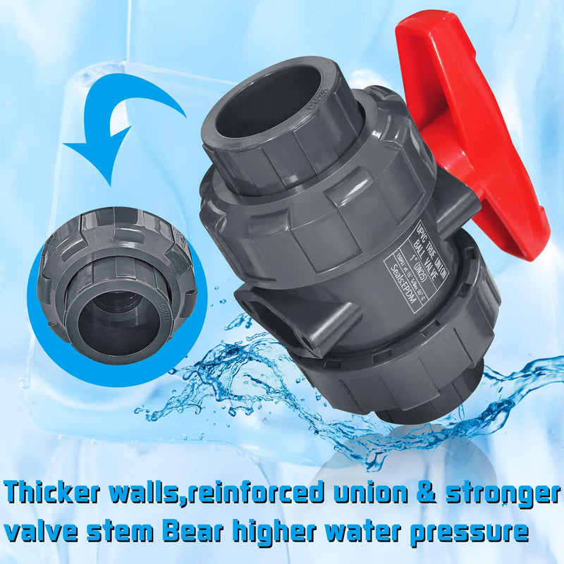 [Australia - AusPower] - PVC Union Ball Valve, 3/4" Inch (DN20) True Union Full Flow Ball Valve, ASTM EPDM O-ring, Slip Socket Ball Valve with Full Port for Water System 3/4inch-1Pc 