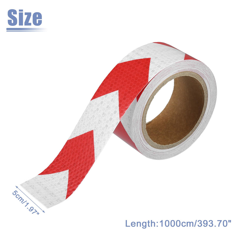 ACROPIX Universal 5cmx10m Red and White Arrow Reflective Stickers Reflective Tape Safety Warning Reflective Protector - Pack of 1