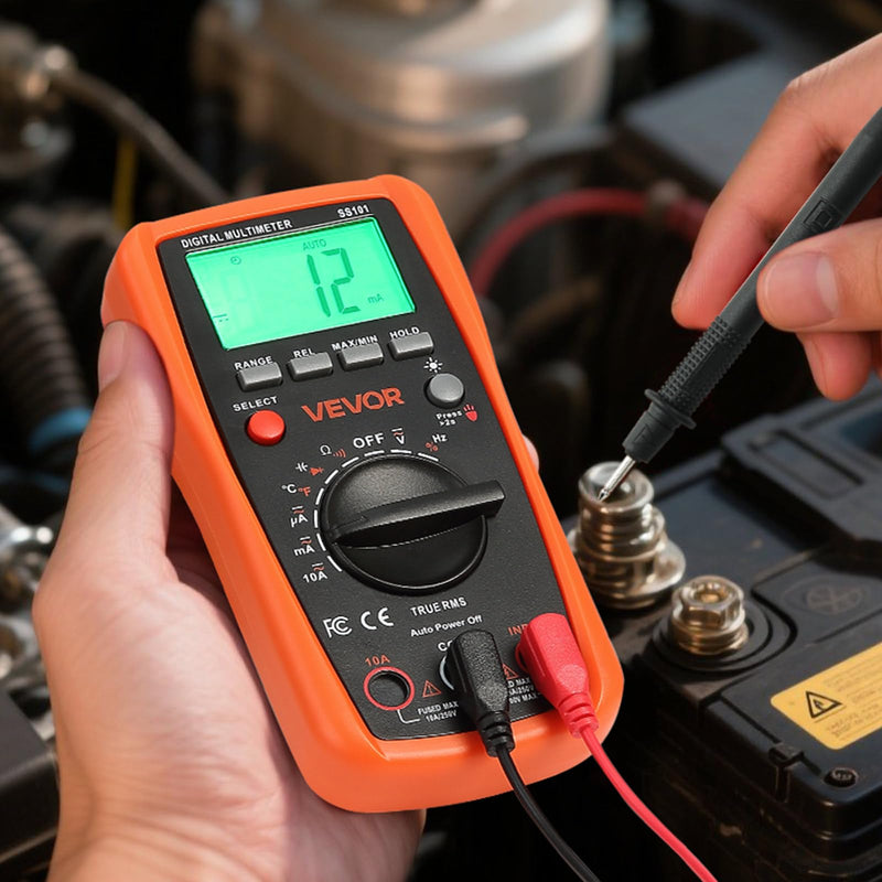[Australia - AusPower] - VEVOR Digital Multimeter, 4000-Count TRMS DC/AC Voltmeter Current Tester, Auto-Ranging Multimeter for Current Voltage Resistance Capacitance Temperature Diodes Continuity Duty-Cycle Measurments 