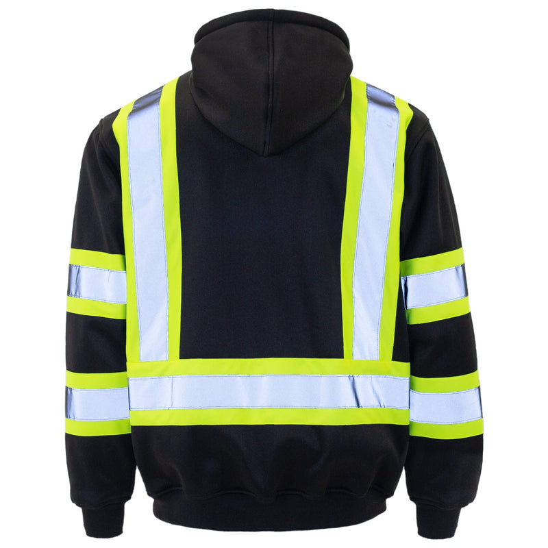 JORESTECH Hi-Visibility Full-Zip Safety Hoodie, ANSI/ISEA Compliant Reflective Work Sweater, 100% Polyester X-Large Black