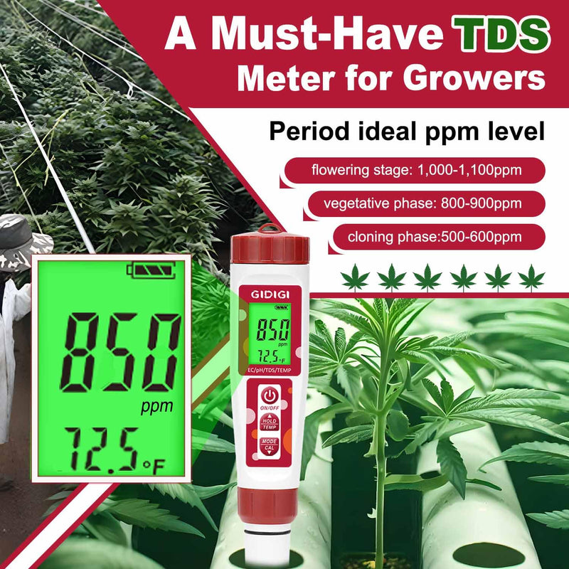[Australia - AusPower] - pH Meter for Water, 4 in 1 EC PPM Temp pH Tester for Hydroponic, TDS Water Tester for Drinking Water, Digital pH Meter with Backlit & ATC for Hydroponic Nutrient, Pool, Aquarium, Home Use 