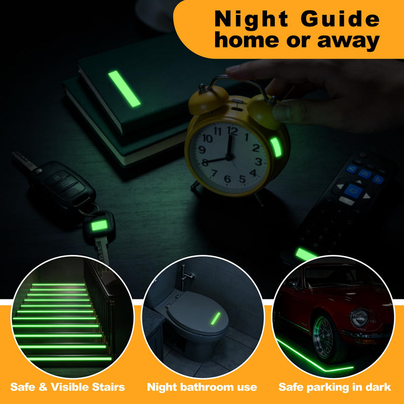 High Brightness Glow in the Dark Tape for Safety Marking, Art Craft DIY, Christmas Deco and Party Accessories. Non-Toxic Adhesive, Waterproof Rechargeable Luminous Tape (1 in X 30 ft) Yellow-Green Light 1 in X 30 ft
