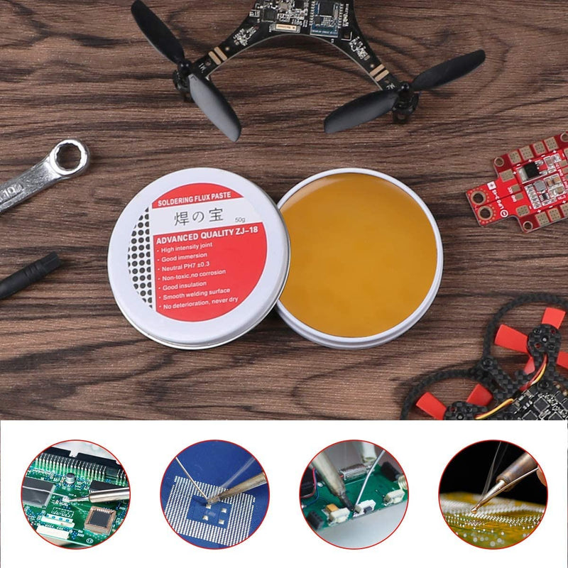 [Australia - AusPower] - 50g Solder Paste, Lead-Free Flux Paste, Gruiqrd Electric Soldering Flux Paste, No Clean Soldering Paste Grease, Professional Mechanic Welding Repair Tool for Phone, SMD, PCB, BGA, PGA 50.0 Gramm 