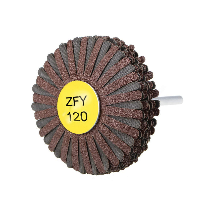 [Australia - AusPower] - uxcell Abrasive Cloth Flap Wheel Sanding Star 1/4-Inch Shank for Woodworking Root Carving Furniture Polishing 120 Grit 