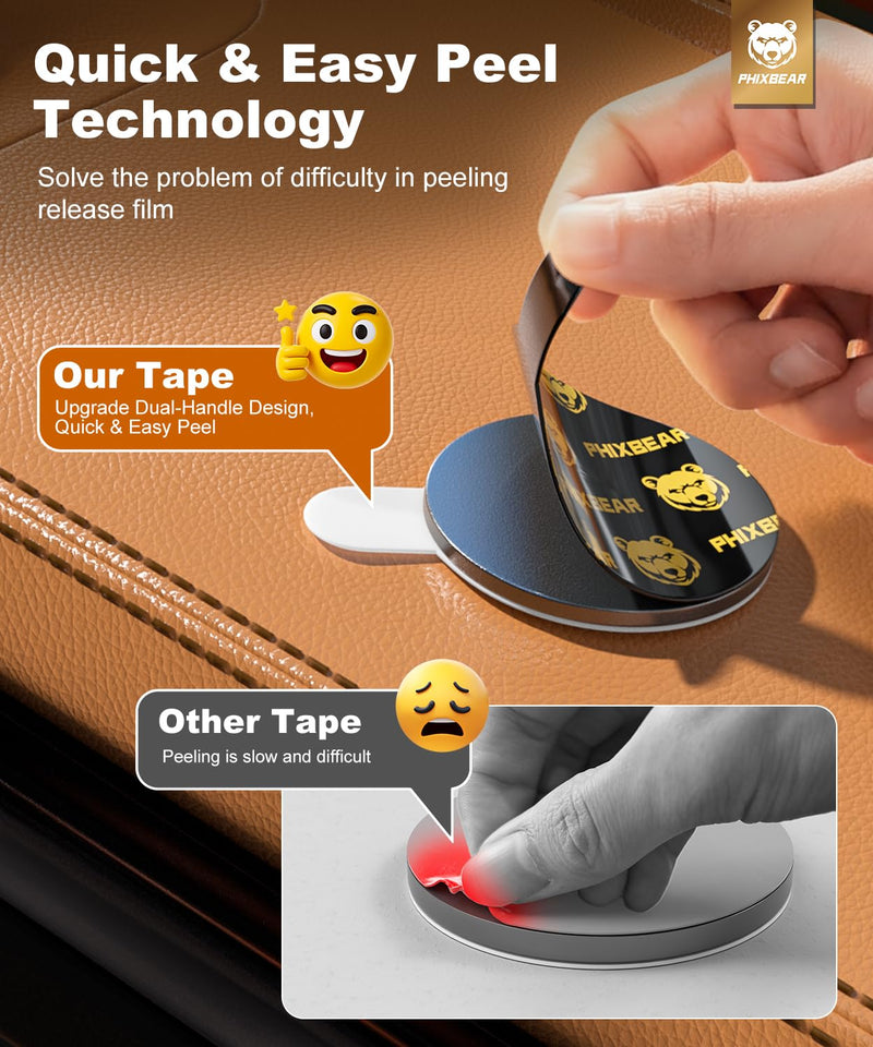 PHIXBEAR Extreme Env. Double Sided Sticky Pads for Dash Cam Mount - Outdoor Heavy Duty Strong Mounting Tape Waterproof Heat Resistant, 36Pcs 1’’ & 2’’ Adhesive Tape for Car Phone Holders