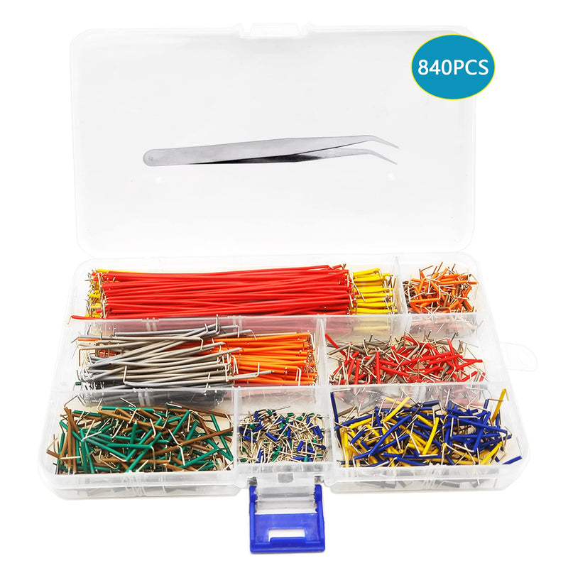[Australia - AusPower] - 840Pcs Breadboard Jumper Wire kit for Arduino, 14 Vaules, 2 mm/0.08"-125 mm/4.92" Minidodoca U-Shape Magnetic jumper wires assortment kit & 4Pcs 34cm/13.4 inch Length Alligator clip test leads 840pcs+4pcs Alligator 