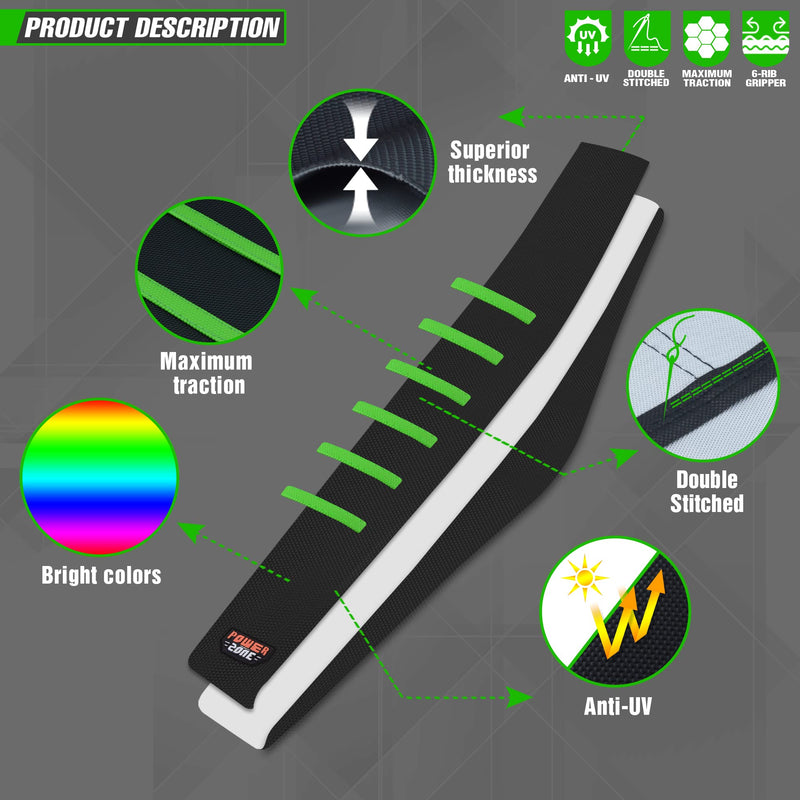Universial Dirt Bike Seat Cover - Soft Ribbed Rubber Seat Covers for Motorcross Enduro Green