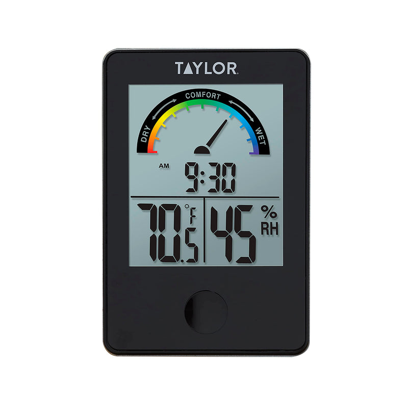 [Australia - AusPower] - Taylor Digital Wireless Indoor Comfort Level Thermometer and Hygrometer, Easy-to-Read Display for Home, Office, Greenhouse, Nursery, and Indoor Areas, Black Single Display 