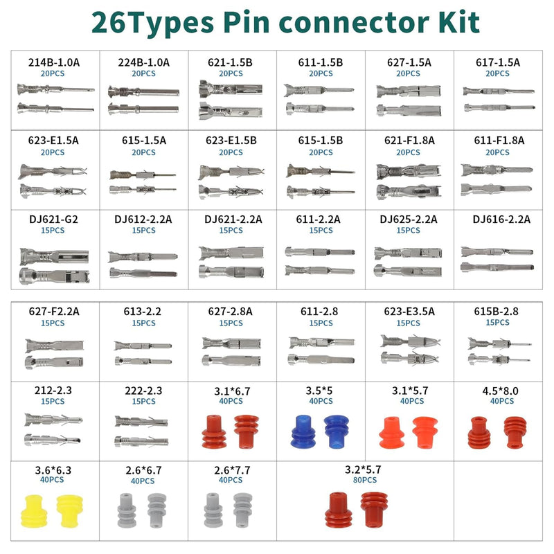 812Pcs Pin Connector Kit with Crimping Pliers - Terminal Pin 1/1.5/1.8/2/2.2/2.3/2.8/3.5mm Non-Insulated Plug Removal Male & Female Wire Pins - Automotive Car Electrical (813-Crimping Pliers) 813-Crimping Pliers