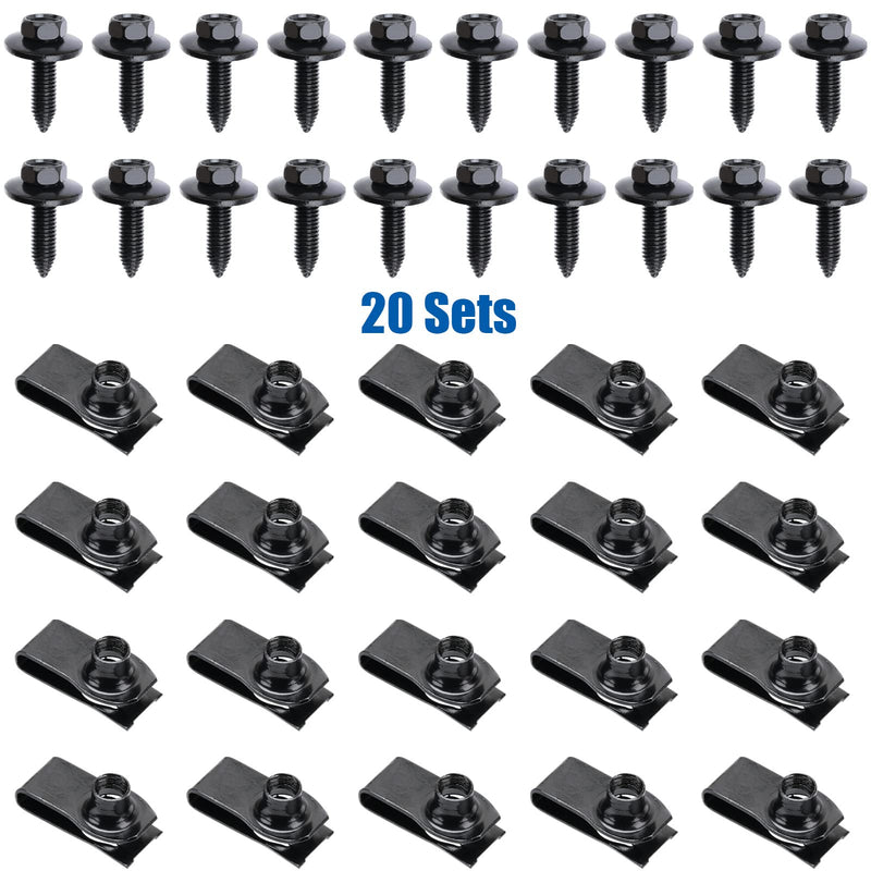 [Australia - AusPower] - OAUTOO 20Sets M8-1.25 Bolts & U-Nuts Assortment 