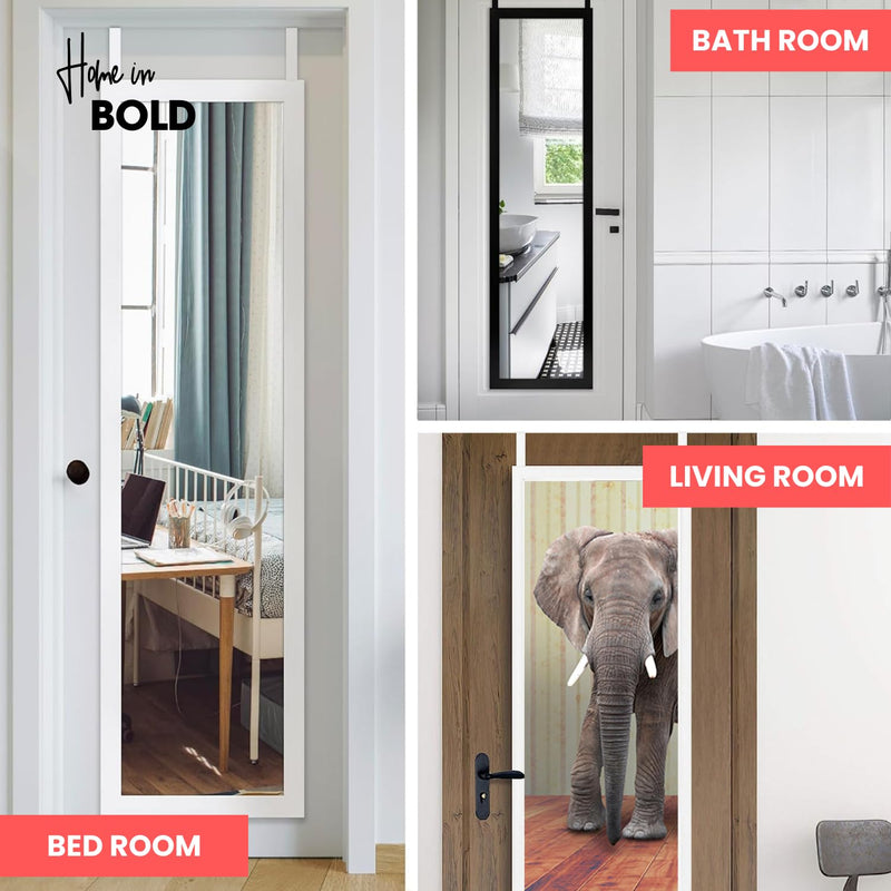 [Australia - AusPower] - Over-The-Door Mirror Hanger (Patent Pending) : Adjustable 14.5-inch Door Mirror Hanger Set w Protective Lining | Over The Door Mirror Hooks Perfect Height &Fit- 2 Mirror Brackets Set 1.5'' Door Depth 