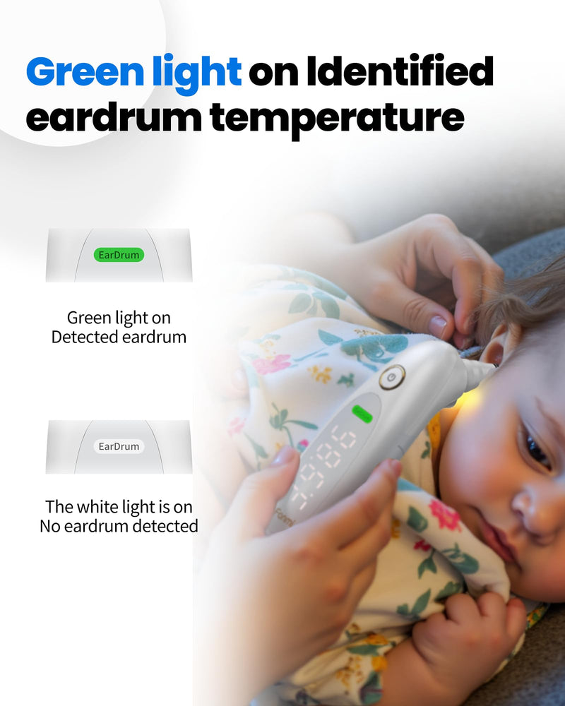 [Australia - AusPower] - Ear Thermometer for Adults and Kids, Real-Time Dynamic Tympanic-Sensing Probe, 1-Button, 1-Second Result, Large LED Display for Easy Use & Reading 