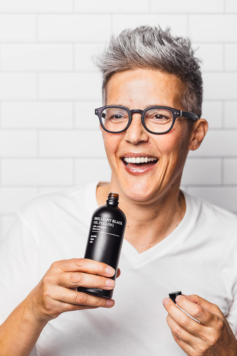 Terra & Co.® Brilliant Black® Oil Pulling Mouthwash | Natural Oil Rinse with Vitamin E for Strong Gums & Healthy Teeth | Fluoride-Free, Made in USA | 6.75 oz Black Oil Pulling 6.8 Fl Oz (Pack of 1)