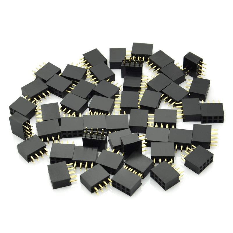 Gikfun 2.54mm Pitch 2X4 8 Pin Female Double Row Straight Header PCB Connector (Pack of 50pcs) AE1174