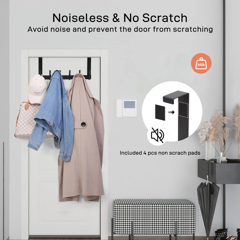 [Australia - AusPower] - Over The Door Hooks, Door Hanger Hooks for Hanging, Over The Door Towel Racks for Bathroom with 12 Coat Hooks, Over The Door Hanger for Coats and Towels 1 Pack Black 