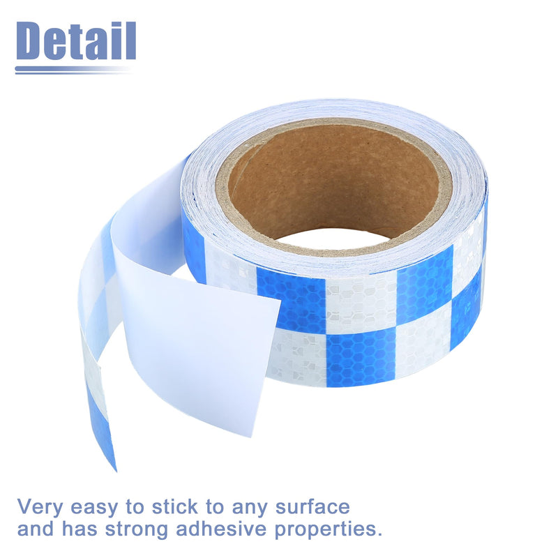 ACROPIX 5cmx10m Blue and White Checkered Car Reflective Stickers Reflective Tape Safety Warning Reflective Protector