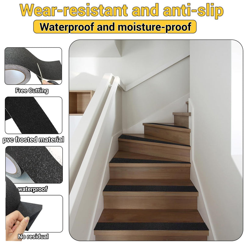 [Australia - AusPower] - Heavy Duty Anti Slip Grip Tape for Stairs Floor Outdoor/Indoor Waterproof 4 Inch x 16.5Ft Freads Non Slip Friction Tape Adhesive for Skateboards Stairs Ramps Black 