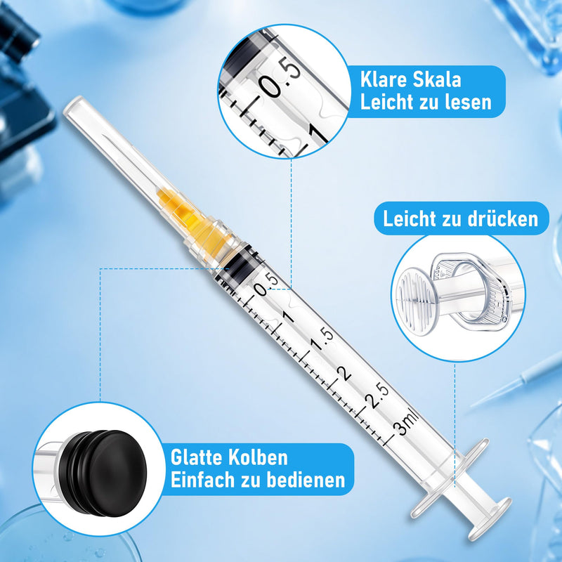 Pack of 100 3 ml/cc Plastic Tubes with Scale, Precise Liquid Dosage, Transparent Design, 25g × 16 mm, for General Applications | Transparent measuring tubes for ink, glue, oil, resin, laboratory, DIY, crafts 25g-16mm