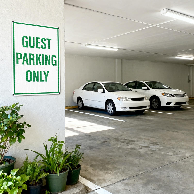 2 Pack Guest Parking Only Signs 12" x 18" Reflective Aluminum Metal Signs Rust Free Visitor Parking Sign for Driveway Business Apartments Hotels