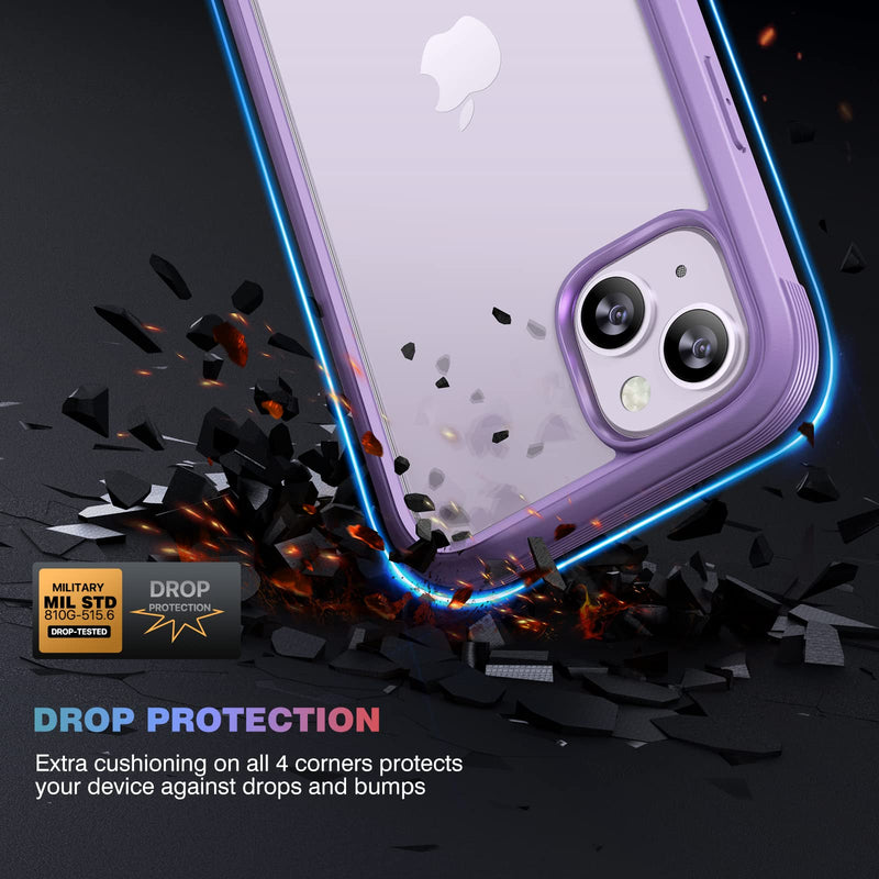 [Australia - AusPower] - Diaclara Designed for iPhone 14 Case, Full Body Rugged Case with Built-in Touch Sensitive Anti-Scratch Screen Protector, with Camera Lens Protector for iPhone 14 6.1" (Peri Purple) iPhone 14 6.1'' Peri Purple 