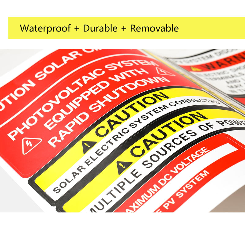 Photovoltaic Solar System Installer Label Kit | 2020 | 2017 Code | Electrical Panel Safety Stickers | PV Power Source Warning Set | Caution Solar Circuit | Outdoor Durability (48 Pack)