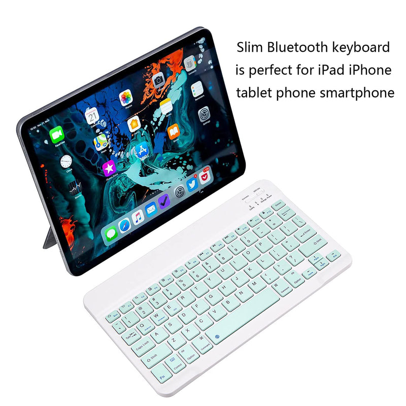 [Australia - AusPower] - Ultra-Slim Bluetooth Keyboard Portable Mini Wireless Keyboard Rechargeable for Apple iPad iPhone Samsung Tablet Phone Smartphone iOS Android Windows (10 inch Light Green) 10 inch Light Green 