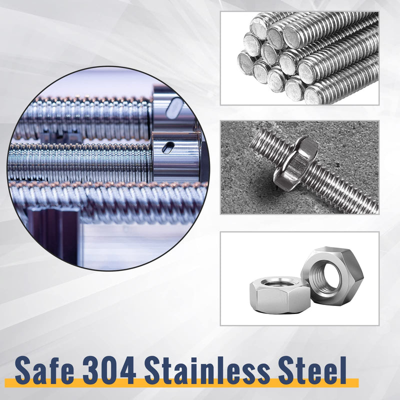 [Australia - AusPower] - LEIFIDE 24 Pcs 8/32 Inch 4mm Threaded Rod with Hex Nuts 4mm Stainless Steel Threads Studs Rods 4mm Stainless Steel Fully Threaded Hex Nuts for Beaded Garden Stake Rods (16 Inch) 16 Inch 