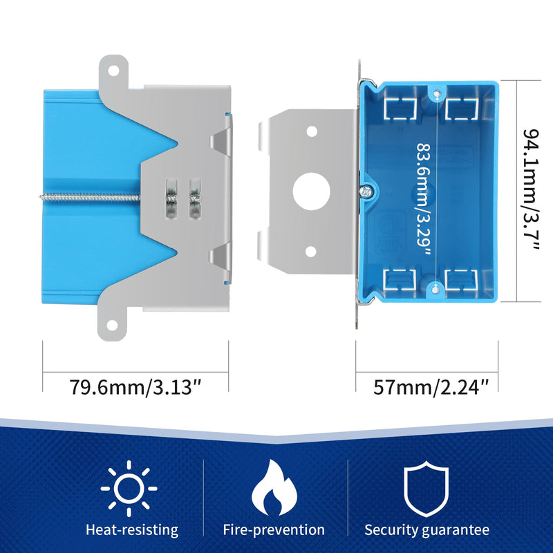XIUTE 6 Pack 1-Gang PVC Electrical Box，Adjustable Electrical Boxes，Blue Outlet Box，21 cu. in. Plastic Junction Box for Switches， ETL Approved 1Gang 21Cu.In 6pack of blue