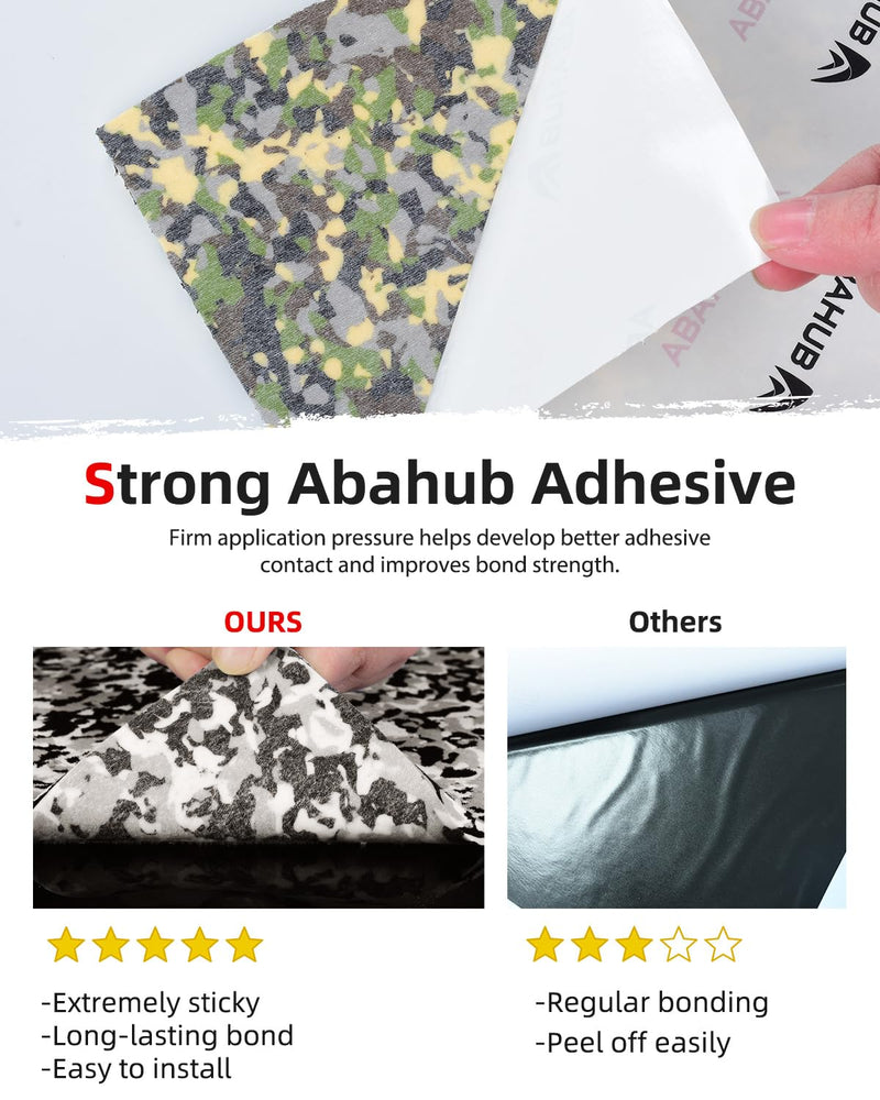 Abahub EVA Foam Boat Flooring Brushed Pattern Marine Decking Sheet with Self-Adhesive Carpet for Motorboat Kayak Surfboard SUP 96''x16''/47'' Camo Black 96''L x 16''W