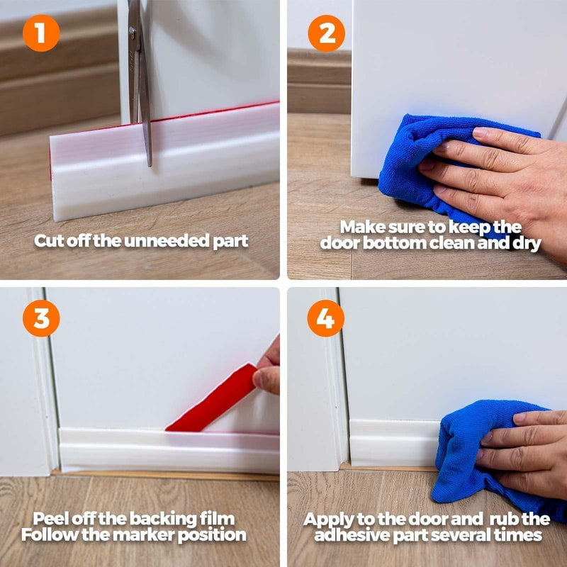 [Australia - AusPower] - Holikme 2 Door Draft Stopper Under Door Draft Blocker Insulator Door Sweep Weather Stripping Noise Stopper Strong Adhesive White 37 inch 