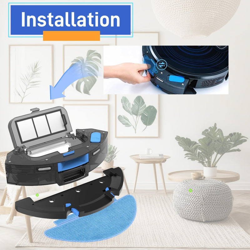 Replacement Parts Compatible with Tikom L9000, L8000, Lubluelu SL60D, SG60, SL61, Airzeen Q6 SE, HONITURE Q6 SE, and Laresar L6 Nex Robot Vacuums,Brush,Filter,Mop Pad