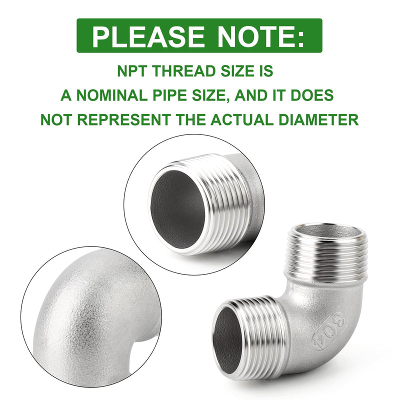 [Australia - AusPower] - TAISHER 5PCS 304 Stainless Steel 90 Degree elbow,3/4" NPT Male × 3/4" NPT Male Thread Pipe Fitting 3/4" MNPT × 3/4" MNPT 5 