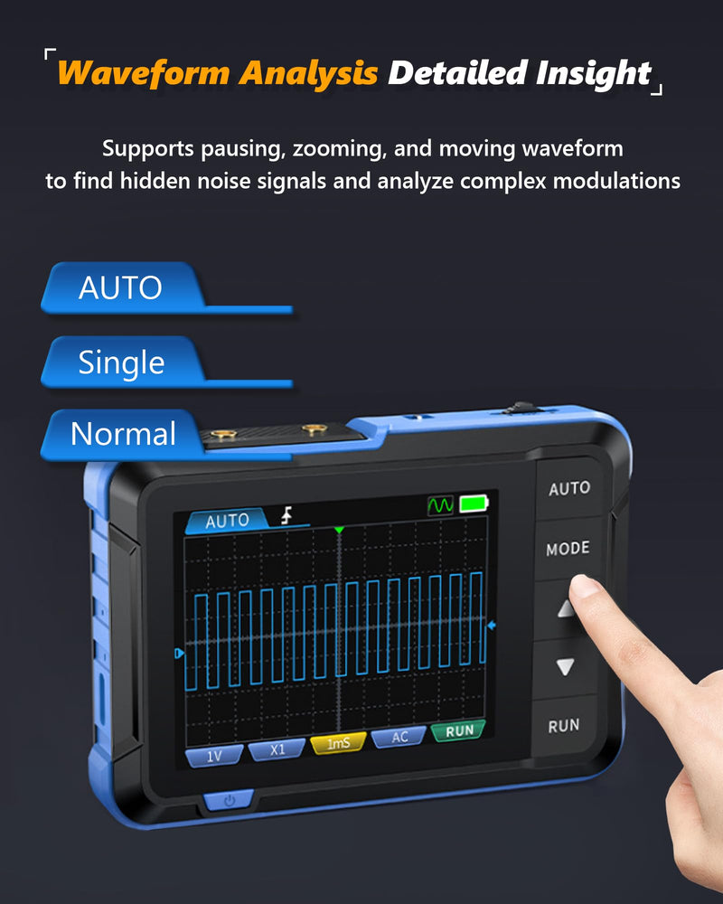 [Australia - AusPower] - DSO153 Oscilloscope, Portable Car Oscilloscope, 5MS/s High Sample Rate, 1M Bandwidth, Digital Handheld Oscilloscope with 0-10KHz Signal Generator, 14 Waveforms, Automatic Shut-Off, P6100 Probe Head DSO153 