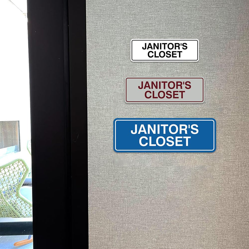 Signs ByLITA Standard JANITOR'S CLOSET Sign with Adhesive Tape (Black) - Large 2 Pack Large (3" X 9") 2 Pack Black