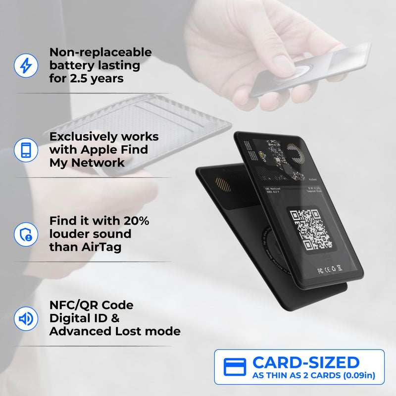 [Australia - AusPower] - Rolling Square Aircard Wallet Tracker - Bluetooth Wallet Finder Find My Network Compatible with Business Card Feature NFC/QR Code - 0.09in Slim 