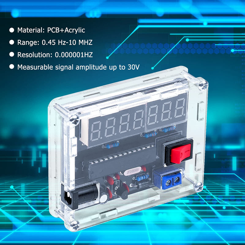[Australia - AusPower] - Frequency Meter Test Tool 0.45Hz-10MHz Digital Frequency Meter, Automatic Range Conversion Frequency Counter VR Frequency with Shell Cymometer DIY Kit 