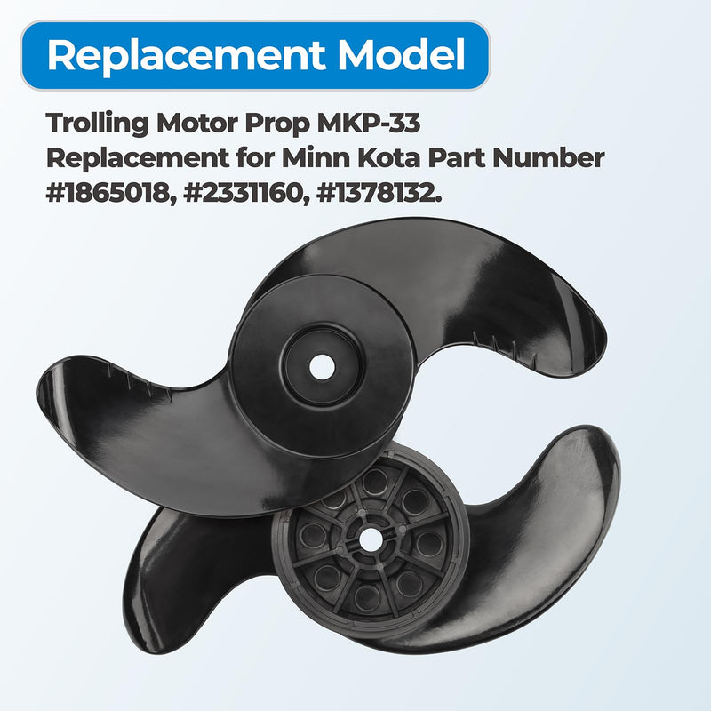 MKP-33 Trolling Motor Propeller Compatible with Minn Kota 4" Motor Diameters,1865018 Weedless Wedge 2 Prop Fit for Minnkota Ulterra,Maxxum,PowerDrive V2,Riptide,Terrova Trolling Motors