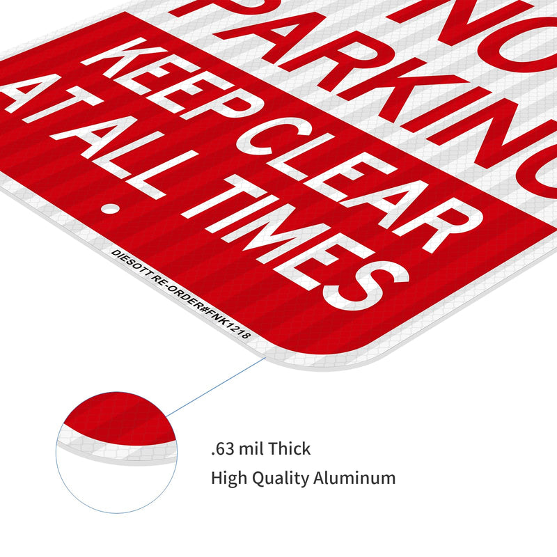 Fire Lane No Parking Sign, 2 Pack 18"x12" Fire Lane Keep Clear Signs, Rust Free Weather Resistant Aluminum, Waterproof, Durable Ink, Easy to Mount Indoor or Outdoor-By DIESOTT