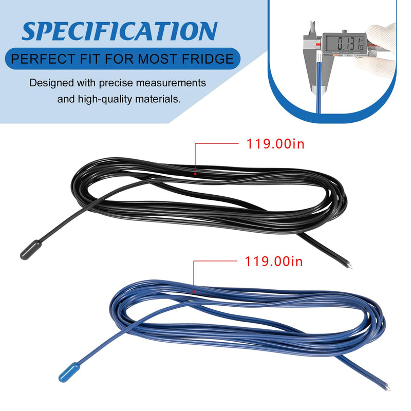 [Australia - AusPower] - Temperature Probe Sensors | Durable Stainless Steel (Black/Blue) | Compatible with Dixell, Carel & Eliwell | for Refrigerators, Freezers & Cold Rooms(2-Pack) 