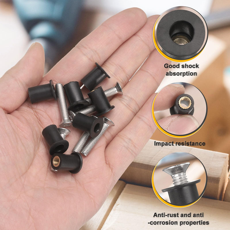 [Australia - AusPower] - uxcell 36 Pairs M4 M5 M6 Neoprene Well Nuts with Stainless Steel Screw, Rubber Well Nuts Kit Brass Copper Bolt, Universal Motorcycle Fasteners for Kayak Boat Windscreen 