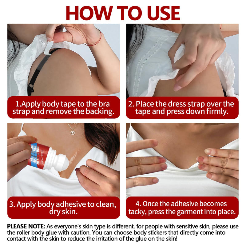 100 Strips Double Sided Fashion Tape for Clothes Strong Adhesive Skin Tape | Body Adhesive Roll-On Water Wash Off Body Glue Skin Glue for Dancers, Sock, Stocking, Leotards, Bras, Wigs, Costumes